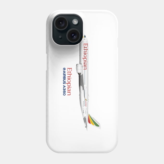 Illustration of Ethiopian Airbus A350 Phone Case by SteveHClark