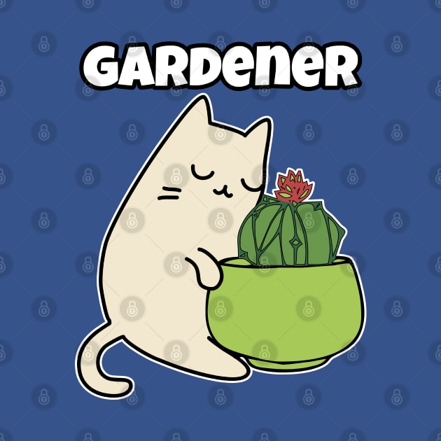 Dwarf chin Cacti hugging Cat Gardener Sticker by GlanceCat