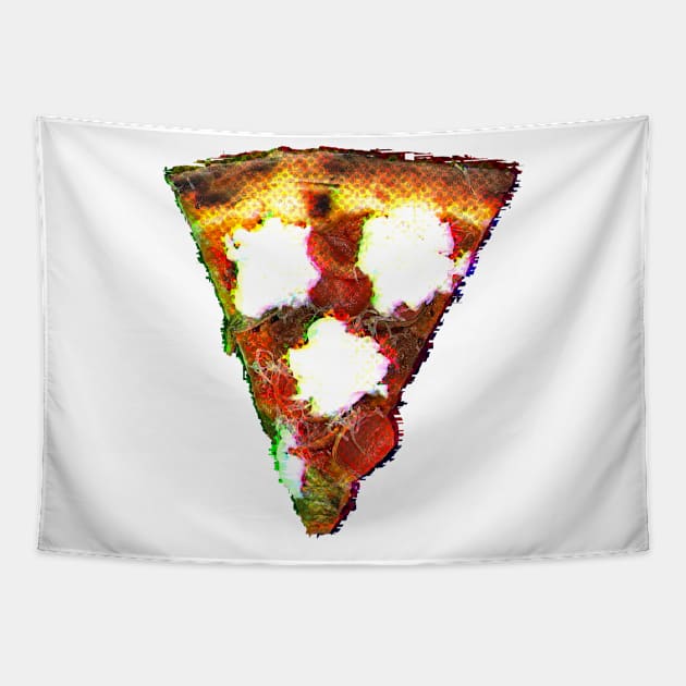 Pizza Slice Snack Glitch Tapestry by SABREart