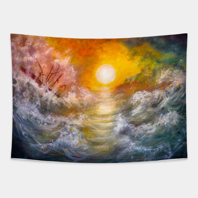 Storm waves Tapestry by redwitchart