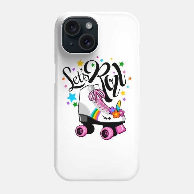 Let's Roll Unicorn Roller skate. Phone Case by inclipart