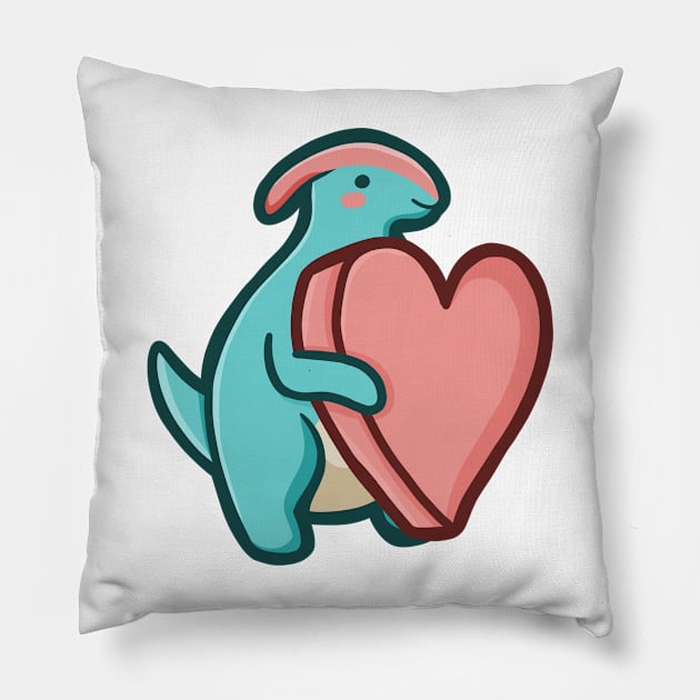 Chubby Parasaurolophus, Love Dino, Dinosaur Pillow by hugadino