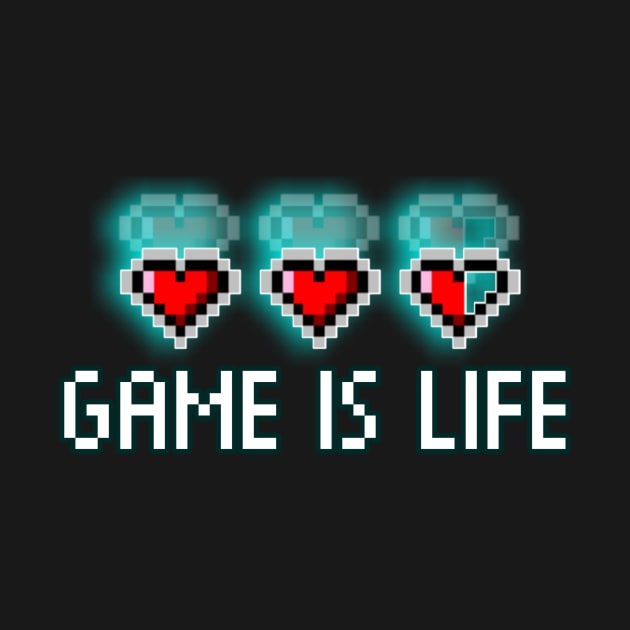 Game Is Life - 2D Hearts - Gaming Gamer 8-Bit Classic - Retro Style Pixel - Video Game Lover - Graphic by MaystarUniverse