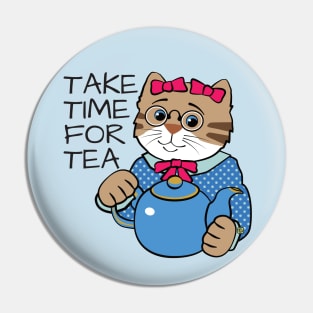 Take Time for Tea Cat Pin