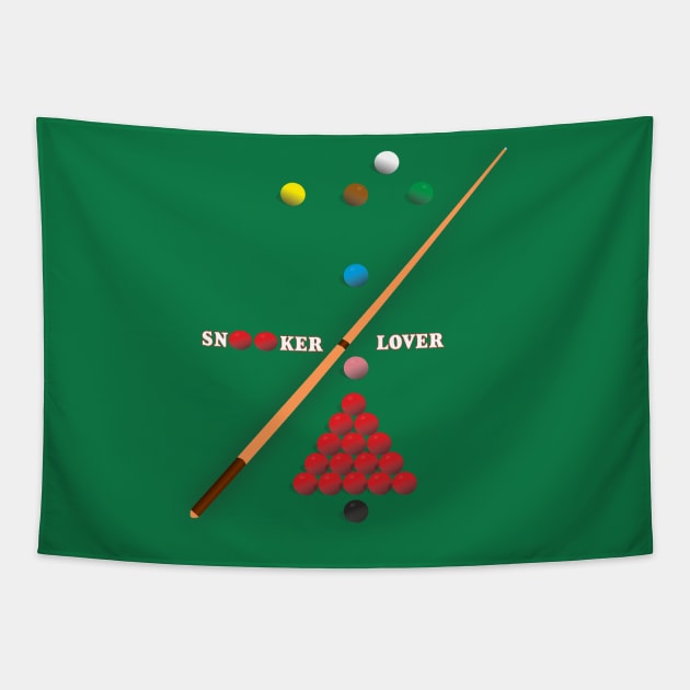 Snooker Lover design showing Snooker Balls arranged as on table Tapestry by AJ techDesigns