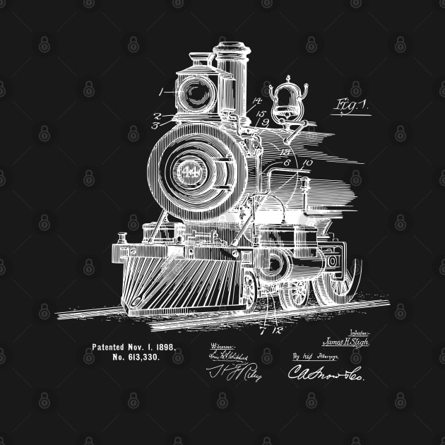 Steam Train Patent Blueprint 1898 by MadebyDesign