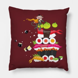 monkey eating shushi Pillow