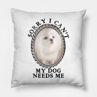 Funny Sorry I can't my dog needs me Pillow