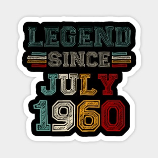 63 Years Old Legend Since July 1960 63rd Birthday Magnet