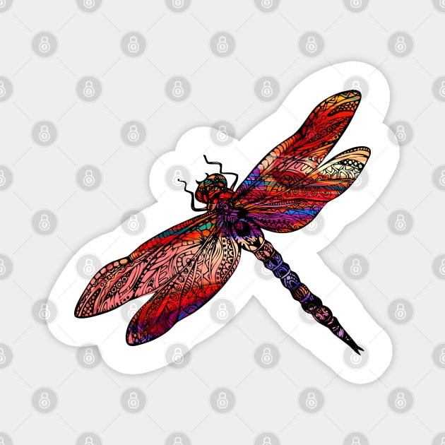 Ornate Dragon Fly Colorful Insect Illustration Magnet by VintCam