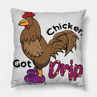 Chicken With Shoes Brown Purple DRIP Pillow