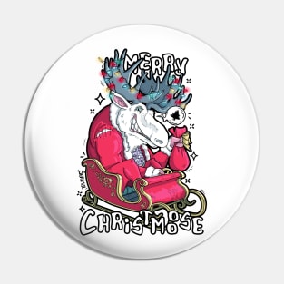 Merry Christmoose moose and Christmas pun Pin