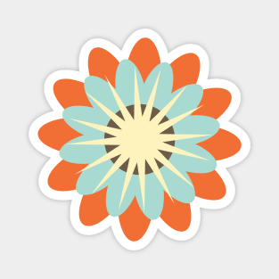 Retro Flower in buttercream, orange and light blue Magnet