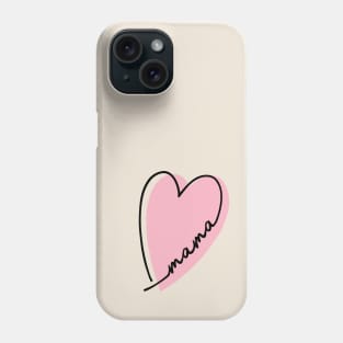 pink heart mama design line art heart letters mothers day gift for moms Phone Case