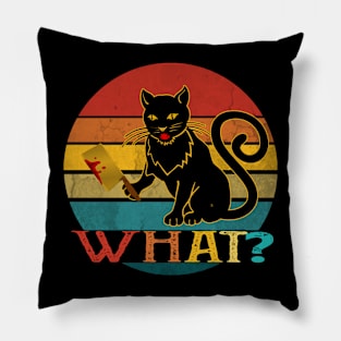 What Murderous Cat Holding Knife Halloween Costume Gift Pillow