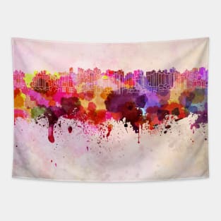 Curitiba skyline in watercolor background Tapestry