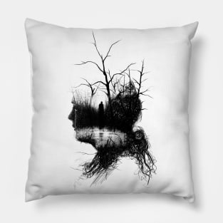 Sad Woman Hand Drawn illustration.Crying Girl Draw.Love story.Digital painting. Pillow