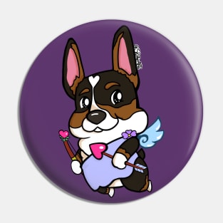 Simple Cupid Tri Color Corgi Pin