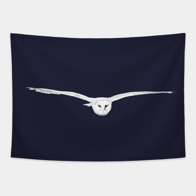 Barn owl in flight Tapestry by dalyndigaital2@gmail.com