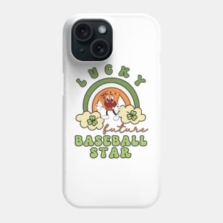 Lucky Future Baseball Star for Kids, St. Patricks Day Kids Gift, Future Baseball Star, Lucky Shamrock, Rainbow Lucky Future Baseball Star Kids Phone Case