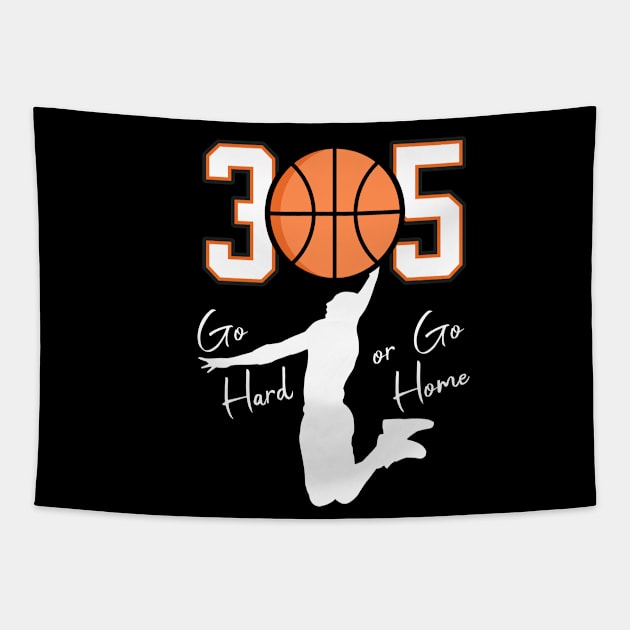 305 Miami Basketball Tapestry by Spark of Geniuz