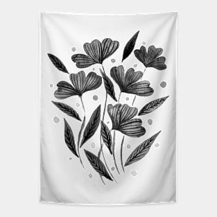 Cute florals - black and white Tapestry