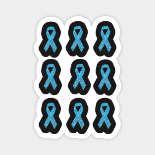 Light Blue Faux Glitter Awareness Ribbon Pack Magnet