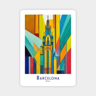 Spain - Vibrant Barcelona Church Abstract Art Magnet