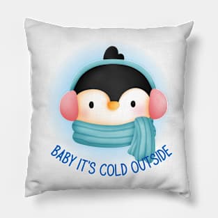 Cute Penguin in Earmuffs Pillow