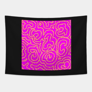 Textured Yellow Doodle on Bright Pink Abstract Tapestry