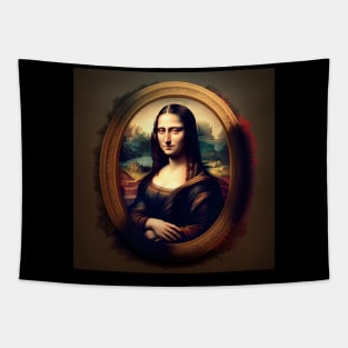 Illustration of serious Mona Lisa looking at the camera Tapestry