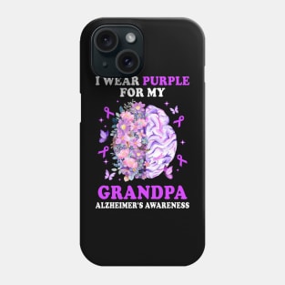 I Wear Purple For My Grandpa Alzheimer's Awareness Brain Phone Case