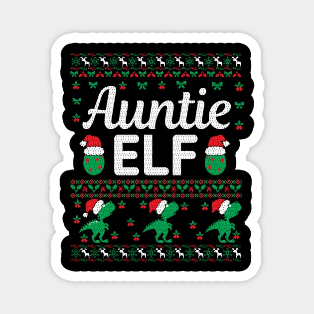 Auntie Elf Funny Ugly Christmas Sweater Magnet by The Studio Style