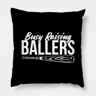 Funny Baseball Mom Dad Busy Raising Ballers T-shirt Pillow