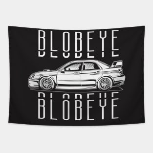 Side Subie Blobeye White Print Tapestry