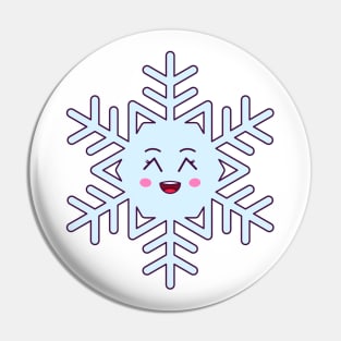 Cartoon Kawaii Snowflake with Grinning Face Pin