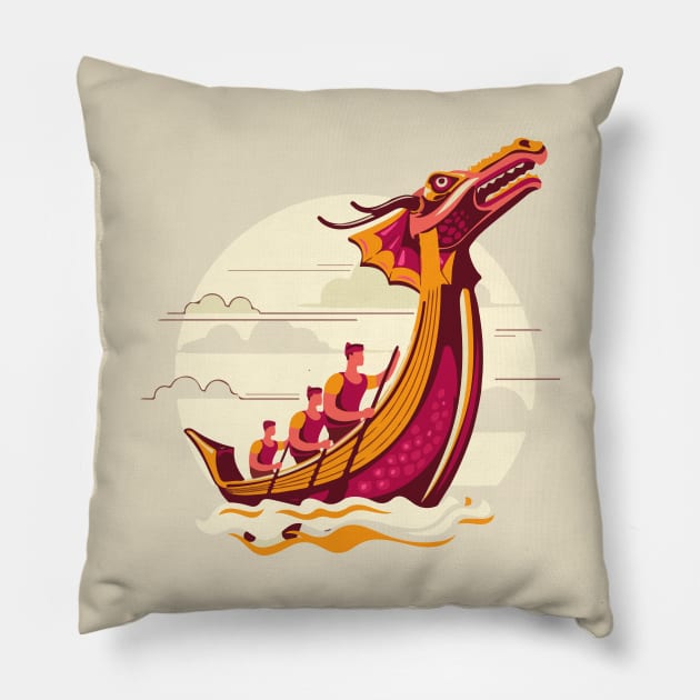 dragon boat festival Pillow by Spring Moon