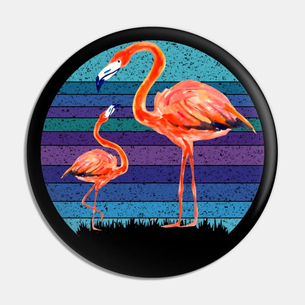 Pink Flamingo Sunset Pin by RockReflections