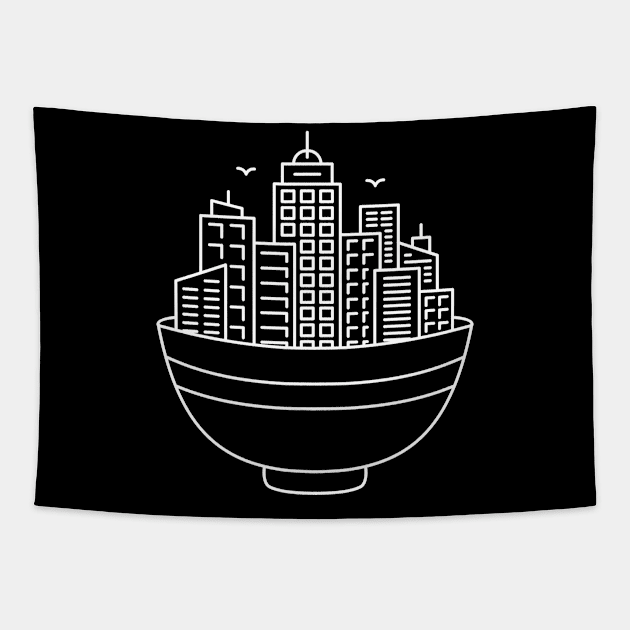 Ramen Bowl and The City Tapestry by VEKTORKITA