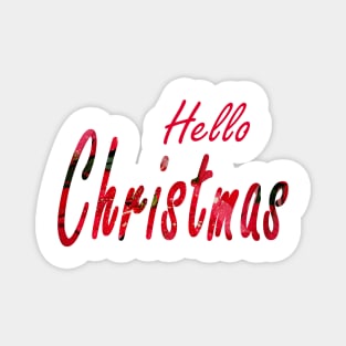 Hello Christmas Word Art -  Festive Holiday Script Typography in Red Magnet