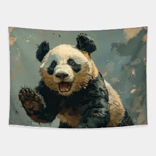 Cute Panda Runing Tapestry