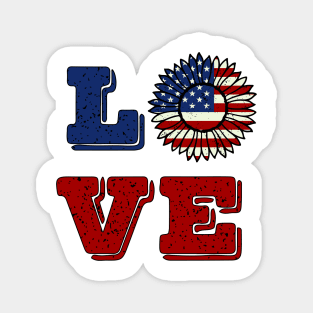 Love patriotic Sunflower 4th of July Magnet