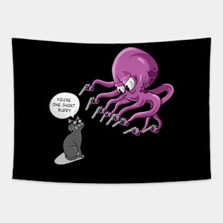 Funny cat and octopuss cartoon Tapestry