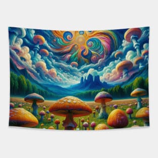 Mushroom Valley Mandala Sky Tapestry