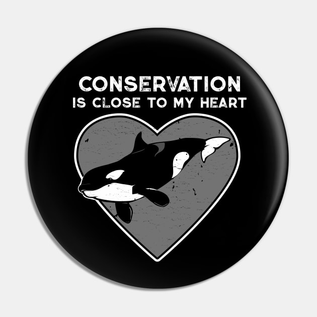 Killer Whale Conservation Heart Pin by Peppermint Narwhal