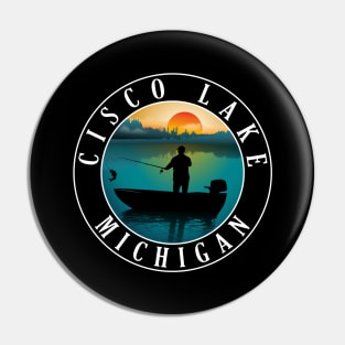 Cisco Lake Fishing Michigan Sunset Pin