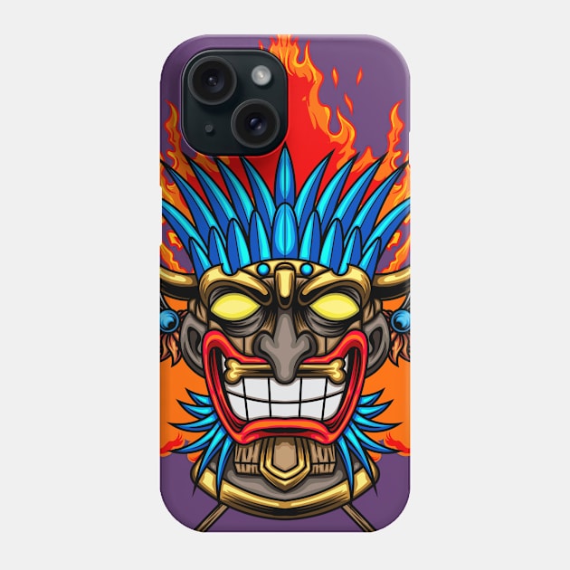 Tiki Mask Illustration 10 Phone Case by Harrisaputra