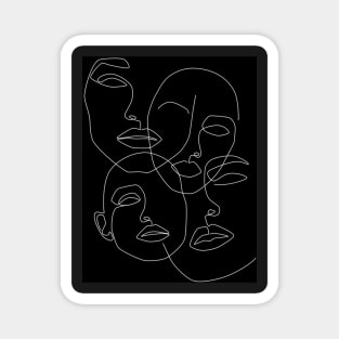 One Line & Four Faces Magnet