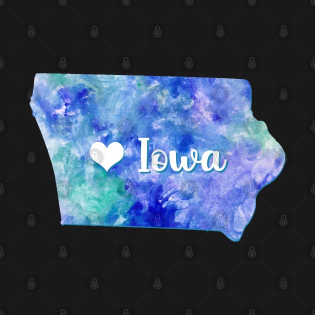 Iowa state watercolor map watercolor Watercolour blue heart by WatercolorFun