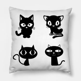 Black cat pack Pillow